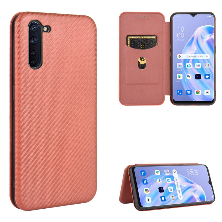 Struttura in fibra di carbonio Flip orizzontale magnetico Custodia in pelle TPU + PC + PU con slot per schede, For OPPO Reno2 Z / F, For OPPO Reno3 A(Japanese Version), For OPPO Reno4 Pro 5G, For OPPO Reno A