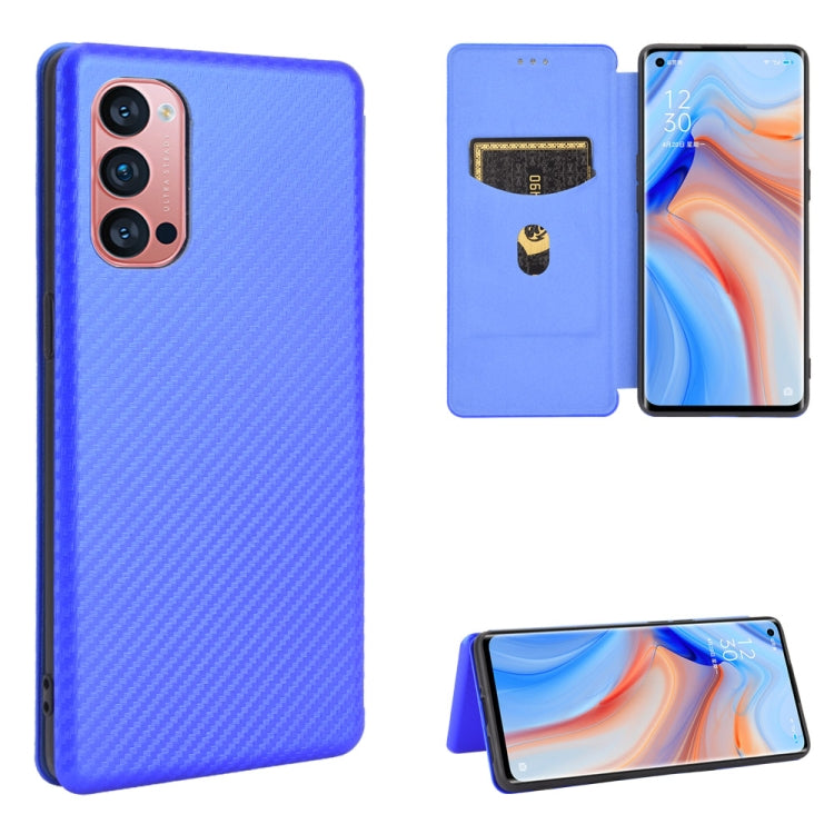 Struttura in fibra di carbonio Flip orizzontale magnetico Custodia in pelle TPU + PC + PU con slot per schede, For OPPO Reno2 Z / F, For OPPO Reno3 A(Japanese Version), For OPPO Reno4 Pro 5G, For OPPO Reno A