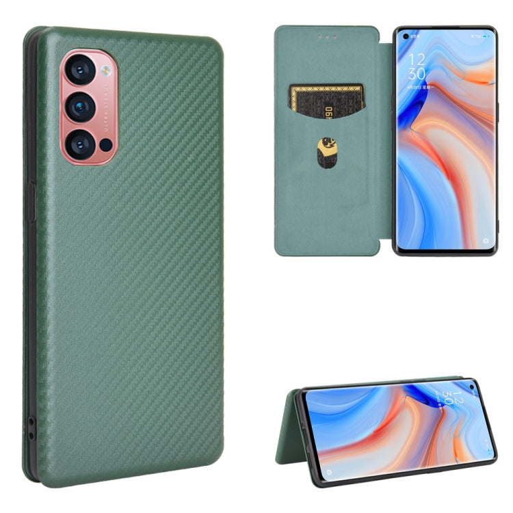 Struttura in fibra di carbonio Flip orizzontale magnetico Custodia in pelle TPU + PC + PU con slot per schede, For OPPO Reno2 Z / F, For OPPO Reno3 A(Japanese Version), For OPPO Reno4 Pro 5G, For OPPO Reno A
