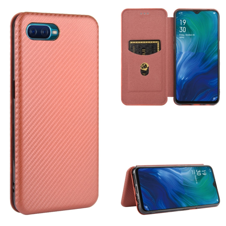 Struttura in fibra di carbonio Flip orizzontale magnetico Custodia in pelle TPU + PC + PU con slot per schede, For OPPO Reno2 Z / F, For OPPO Reno3 A(Japanese Version), For OPPO Reno4 Pro 5G, For OPPO Reno A