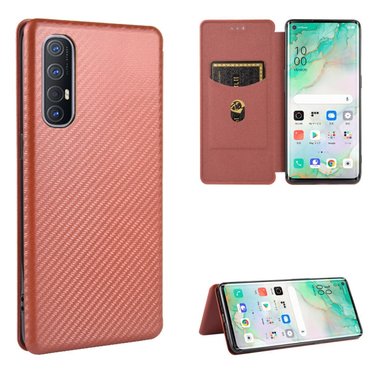 Struttura in fibra di carbonio Flip orizzontale magnetico Custodia in pelle TPU + PC + PU con slot per schede, For OPPO Reno3 5G / Find X2 Lite, For OPPO Reno3 5G (Japanese Version), For OPPO Reno3 Pro 5G / Find X2 Neo, For OPPO Reno4 4G