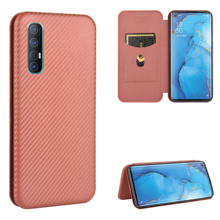 Struttura in fibra di carbonio Flip orizzontale magnetico Custodia in pelle TPU + PC + PU con slot per schede, For OPPO Reno3 5G / Find X2 Lite, For OPPO Reno3 5G (Japanese Version), For OPPO Reno3 Pro 5G / Find X2 Neo, For OPPO Reno4 4G
