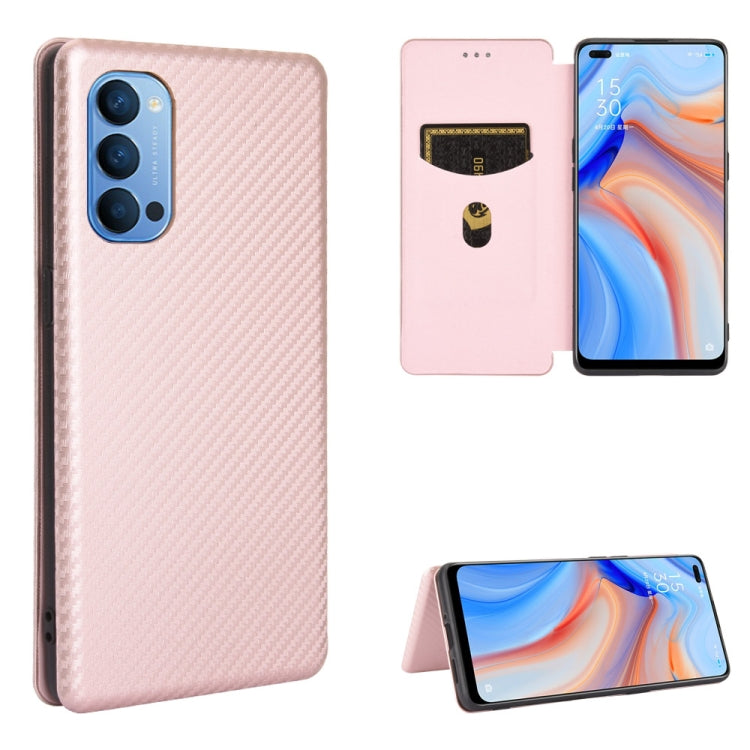 Struttura in fibra di carbonio Flip orizzontale magnetico Custodia in pelle TPU + PC + PU con slot per schede, For OPPO Reno3 5G / Find X2 Lite, For OPPO Reno3 5G (Japanese Version), For OPPO Reno3 Pro 5G / Find X2 Neo, For OPPO Reno4 4G