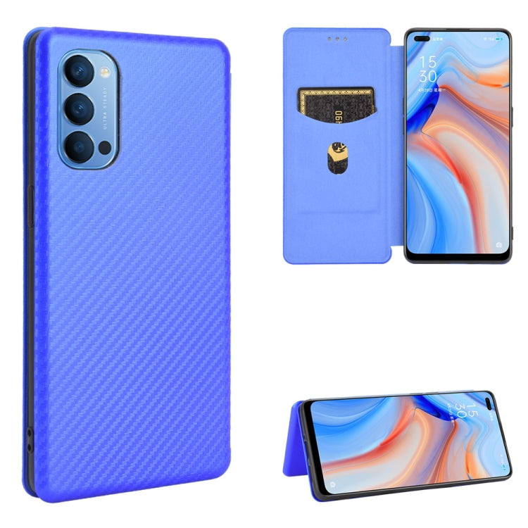Struttura in fibra di carbonio Flip orizzontale magnetico Custodia in pelle TPU + PC + PU con slot per schede, For OPPO Reno3 5G / Find X2 Lite, For OPPO Reno3 5G (Japanese Version), For OPPO Reno3 Pro 5G / Find X2 Neo, For OPPO Reno4 4G