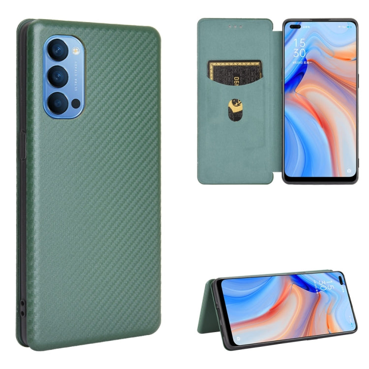 Struttura in fibra di carbonio Flip orizzontale magnetico Custodia in pelle TPU + PC + PU con slot per schede, For OPPO Reno4 5G, For OPPO Reno4 Pro 4G, For OPPO Rnoe Ace, For OPPO Realme 5 Pro / Realme Q