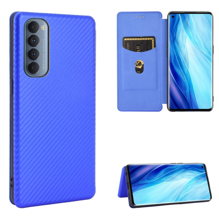 Struttura in fibra di carbonio Flip orizzontale magnetico Custodia in pelle TPU + PC + PU con slot per schede, For OPPO Reno4 5G, For OPPO Reno4 Pro 4G, For OPPO Rnoe Ace, For OPPO Realme 5 Pro / Realme Q