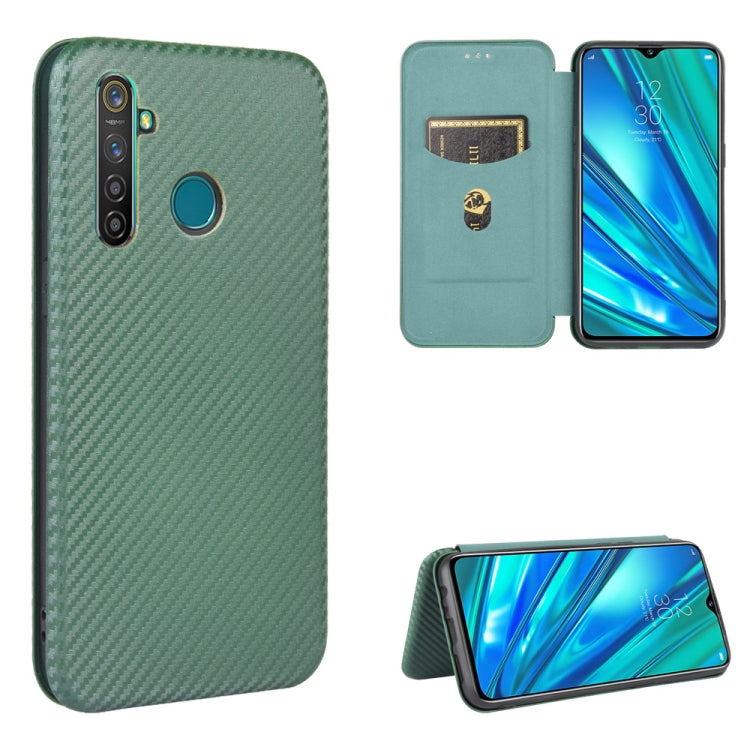 Struttura in fibra di carbonio Flip orizzontale magnetico Custodia in pelle TPU + PC + PU con slot per schede, For OPPO Realme 5 / Realme 5s, For OPPO Realme 6 Pro, For OPPO Realme 6, For OPPO Realme X3