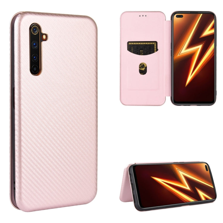 Struttura in fibra di carbonio Flip orizzontale magnetico Custodia in pelle TPU + PC + PU con slot per schede, For OPPO Realme 5 / Realme 5s, For OPPO Realme 6 Pro, For OPPO Realme 6, For OPPO Realme X3