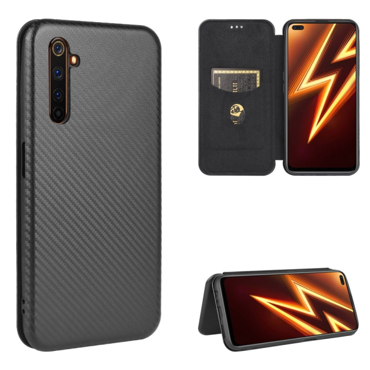 Struttura in fibra di carbonio Flip orizzontale magnetico Custodia in pelle TPU + PC + PU con slot per schede, For OPPO Realme 5 / Realme 5s, For OPPO Realme 6 Pro, For OPPO Realme 6, For OPPO Realme X3