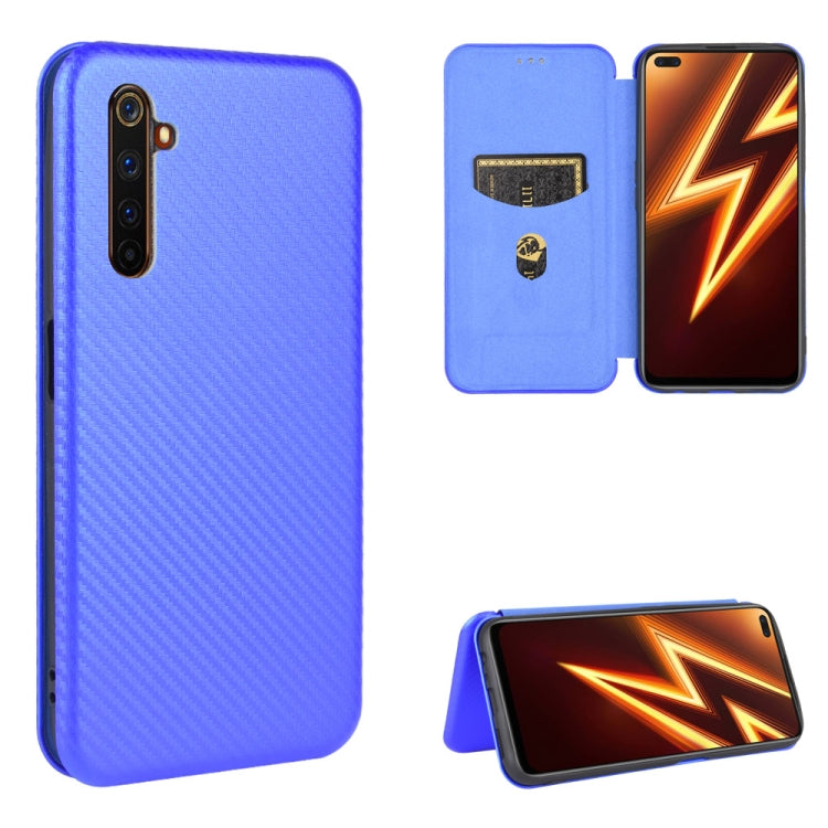 Struttura in fibra di carbonio Flip orizzontale magnetico Custodia in pelle TPU + PC + PU con slot per schede, For OPPO Realme 5 / Realme 5s, For OPPO Realme 6 Pro, For OPPO Realme 6, For OPPO Realme X3