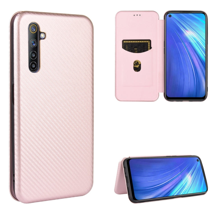Struttura in fibra di carbonio Flip orizzontale magnetico Custodia in pelle TPU + PC + PU con slot per schede, For OPPO Realme 5 / Realme 5s, For OPPO Realme 6 Pro, For OPPO Realme 6, For OPPO Realme X3