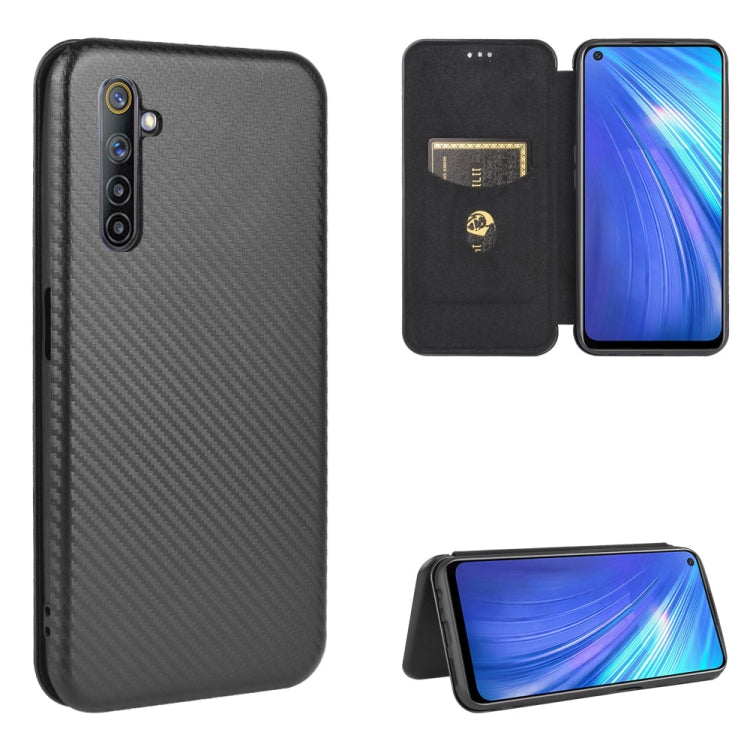 Struttura in fibra di carbonio Flip orizzontale magnetico Custodia in pelle TPU + PC + PU con slot per schede, For OPPO Realme 5 / Realme 5s, For OPPO Realme 6 Pro, For OPPO Realme 6, For OPPO Realme X3