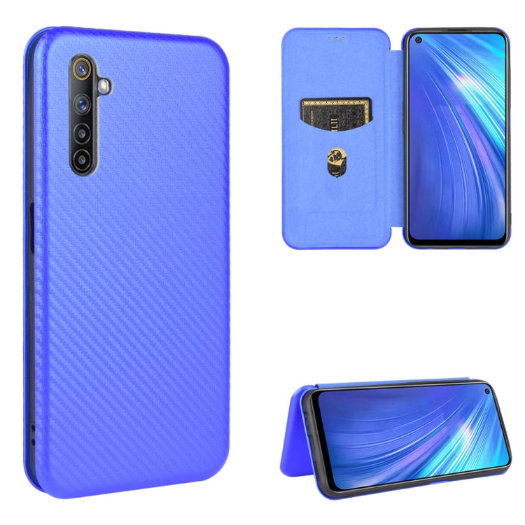 Struttura in fibra di carbonio Flip orizzontale magnetico Custodia in pelle TPU + PC + PU con slot per schede, For OPPO Realme 5 / Realme 5s, For OPPO Realme 6 Pro, For OPPO Realme 6, For OPPO Realme X3