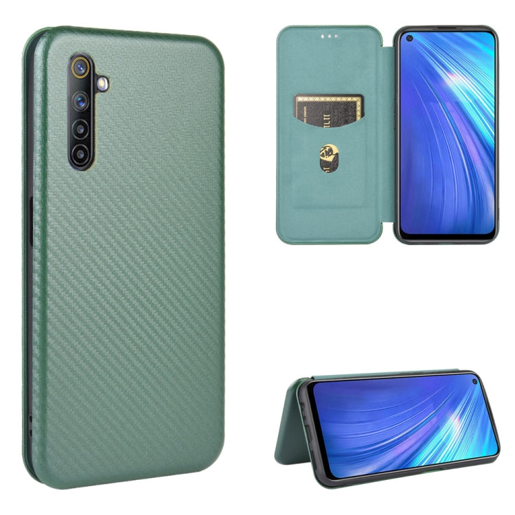 Struttura in fibra di carbonio Flip orizzontale magnetico Custodia in pelle TPU + PC + PU con slot per schede, For OPPO Realme 5 / Realme 5s, For OPPO Realme 6 Pro, For OPPO Realme 6, For OPPO Realme X3