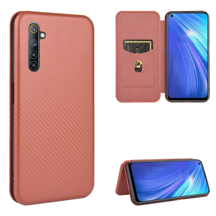 Struttura in fibra di carbonio Flip orizzontale magnetico Custodia in pelle TPU + PC + PU con slot per schede, For OPPO Realme 5 / Realme 5s, For OPPO Realme 6 Pro, For OPPO Realme 6, For OPPO Realme X3