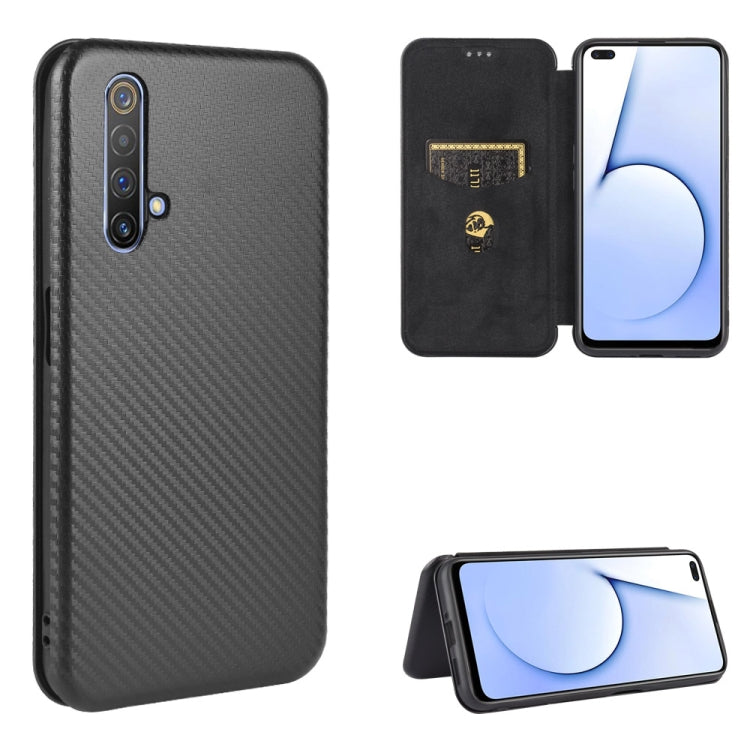 Struttura in fibra di carbonio Flip orizzontale magnetico Custodia in pelle TPU + PC + PU con slot per schede, For OPPO Realme 5 / Realme 5s, For OPPO Realme 6 Pro, For OPPO Realme 6, For OPPO Realme X3
