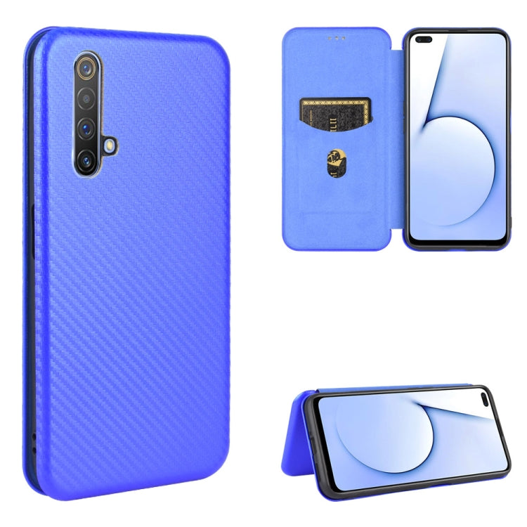 Struttura in fibra di carbonio Flip orizzontale magnetico Custodia in pelle TPU + PC + PU con slot per schede, For OPPO Realme 5 / Realme 5s, For OPPO Realme 6 Pro, For OPPO Realme 6, For OPPO Realme X3