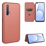 Struttura in fibra di carbonio Flip orizzontale magnetico Custodia in pelle TPU + PC + PU con slot per schede, For OPPO Realme 5 / Realme 5s, For OPPO Realme 6 Pro, For OPPO Realme 6, For OPPO Realme X3
