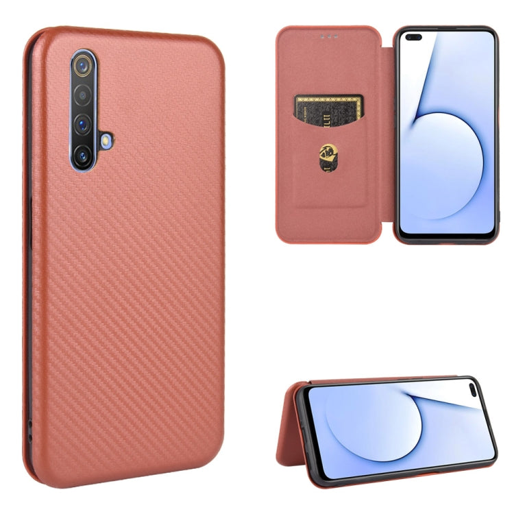 Struttura in fibra di carbonio Flip orizzontale magnetico Custodia in pelle TPU + PC + PU con slot per schede, For OPPO Realme 5 / Realme 5s, For OPPO Realme 6 Pro, For OPPO Realme 6, For OPPO Realme X3