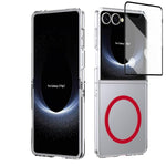 Custodia per telefono cellulare trasparente per PC con MagSafe integrato della serie pieghevole lce, For Samsung Galaxy Z Flip7 5G, For Samsung Galaxy Z Flip6, For Samsung Galaxy Z Fold6, For Samsung Galaxy Z Fold5