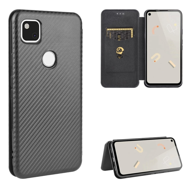 Struttura in fibra di carbonio Flip orizzontale magnetico Custodia in pelle TPU + PC + PU con slot per schede, For Google Pixel 4a, For Google Pixel 3 XL, For Google Pixel 3a XL, For Google Pixel 3a