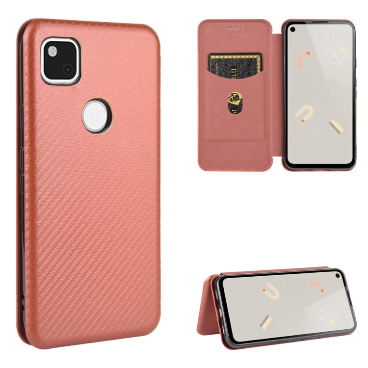 Struttura in fibra di carbonio Flip orizzontale magnetico Custodia in pelle TPU + PC + PU con slot per schede, For Google Pixel 4a, For Google Pixel 3 XL, For Google Pixel 3a XL, For Google Pixel 3a