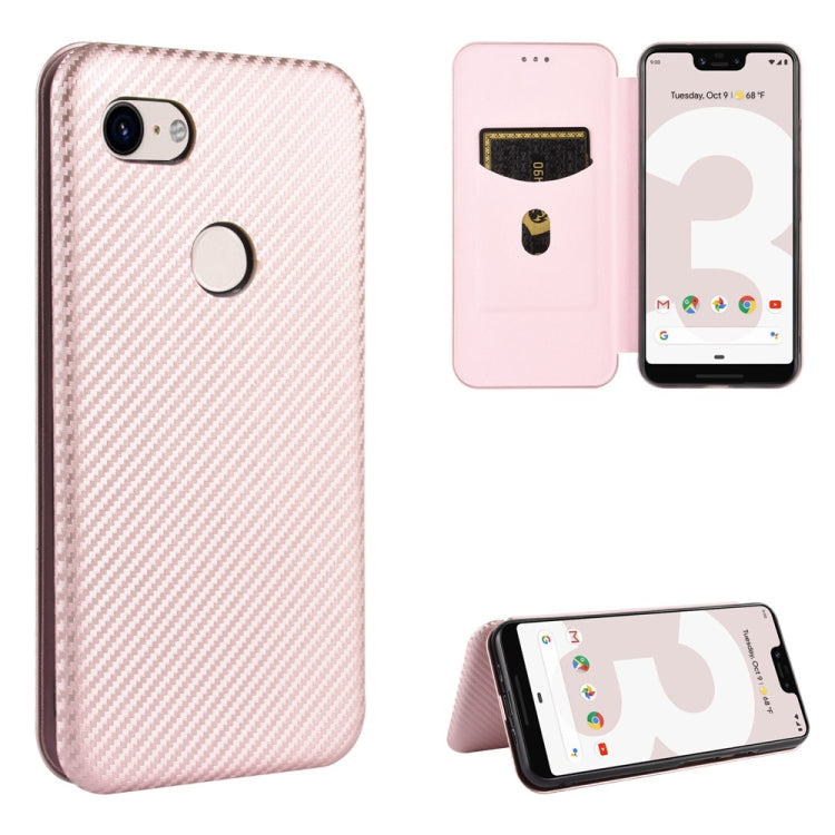 Struttura in fibra di carbonio Flip orizzontale magnetico Custodia in pelle TPU + PC + PU con slot per schede, For Google Pixel 4a, For Google Pixel 3 XL, For Google Pixel 3a XL, For Google Pixel 3a