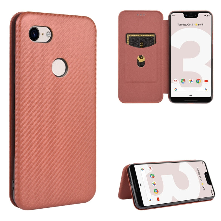 Struttura in fibra di carbonio Flip orizzontale magnetico Custodia in pelle TPU + PC + PU con slot per schede, For Google Pixel 4a, For Google Pixel 3 XL, For Google Pixel 3a XL, For Google Pixel 3a