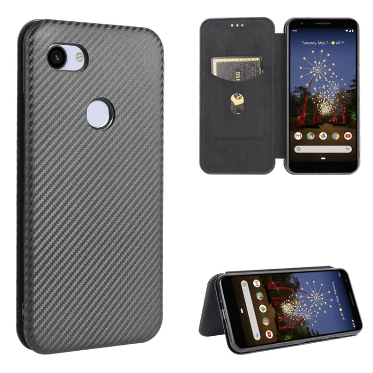 Struttura in fibra di carbonio Flip orizzontale magnetico Custodia in pelle TPU + PC + PU con slot per schede, For Google Pixel 4a, For Google Pixel 3 XL, For Google Pixel 3a XL, For Google Pixel 3a