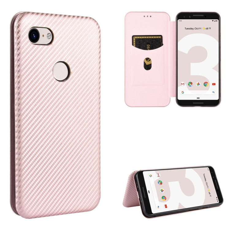Struttura in fibra di carbonio Flip orizzontale magnetico Custodia in pelle TPU + PC + PU con slot per schede, For Google Pixel 3, For Google Pixel 4 XL, For Google Pixel 4