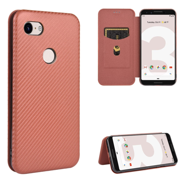Struttura in fibra di carbonio Flip orizzontale magnetico Custodia in pelle TPU + PC + PU con slot per schede, For Google Pixel 3, For Google Pixel 4 XL, For Google Pixel 4