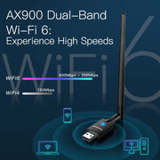 Adattatore WiFi wireless USB dual-band EDUP EP-AX900 900Mbps WiFi 6 Bluetooth 5.3, EP-AX900