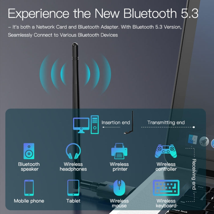 Adattatore WiFi wireless USB dual-band EDUP EP-AX900 900Mbps WiFi 6 Bluetooth 5.3, EP-AX900