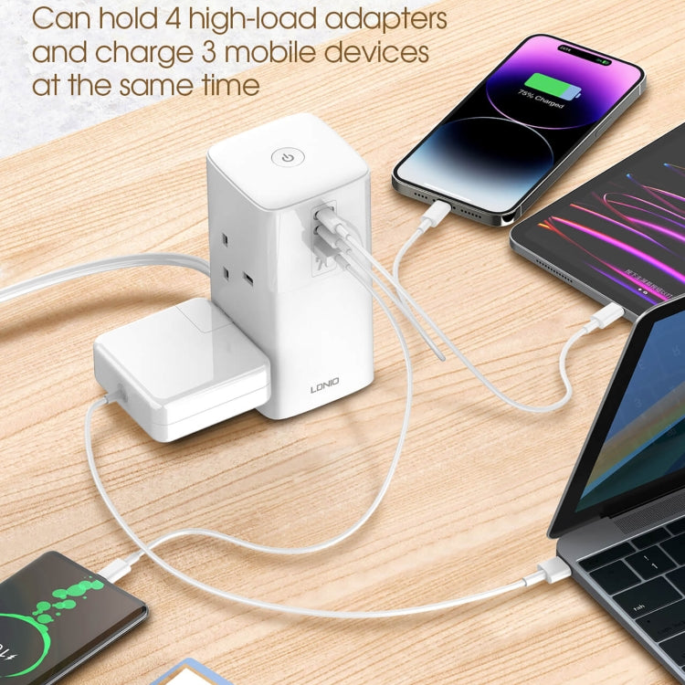 Caricabatterie da tavolo LDNIO GaN 70W 2 USB-C 2 USB-A UK