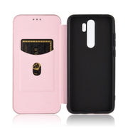 Struttura in fibra di carbonio Flip orizzontale magnetico Custodia in pelle TPU + PC + PU con slot per schede, For Xiaomi Redmi Note 8 Pro, For Xiaomi Redmi Note 9, For Xiaomi Redmi Note 9S, For Xiaomi Redmi Note 8T
