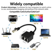 Coppia RJ45 CAT6 / CAT5 8 pin Ethernet Cable Splitter 2 in 1 Adattatore di estensione di rete, Pair