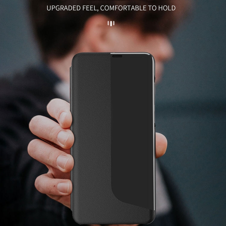Display laterale Custodia in pelle a ribalta orizzontale antiurto con supporto e funzione di risposta alle chiamate e sospensione / risveglio, For Huawei Mate 20, For Huawei Mate 20 Pro, For Huawei P20, For Huawei P30, For Huawei P40 Lite / Nova 6 SE