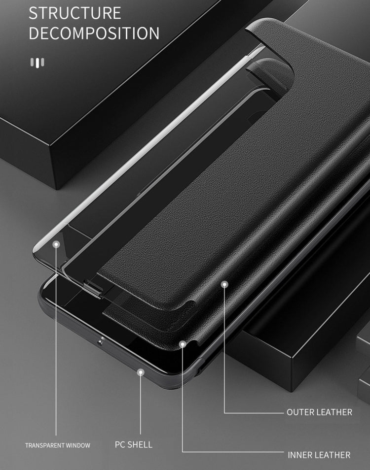 Display laterale Custodia in pelle a ribalta orizzontale antiurto con supporto e funzione di risposta alle chiamate e sospensione / risveglio, For Huawei Mate 20, For Huawei Mate 20 Pro, For Huawei P20, For Huawei P30, For Huawei P40 Lite / Nova 6 SE