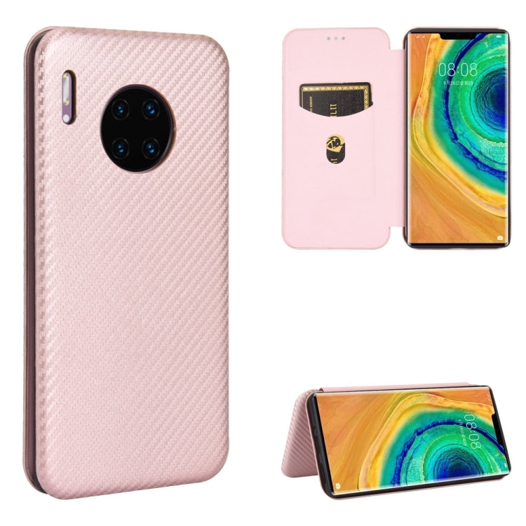 Struttura in fibra di carbonio Flip orizzontale magnetico Custodia in pelle TPU + PC + PU con slot per schede, For Huawei Mate 30 Pro, For Huawei Mate 30, For Huawei nova 6 SE / nova 7i, For Huawei P30