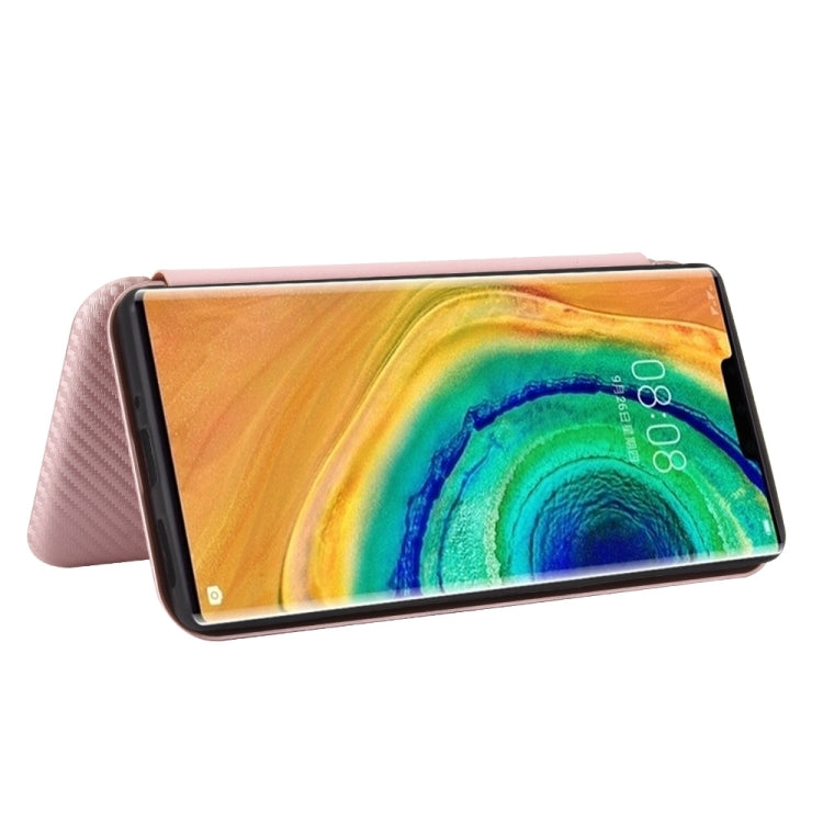 Struttura in fibra di carbonio Flip orizzontale magnetico Custodia in pelle TPU + PC + PU con slot per schede, For Huawei Mate 30 Pro, For Huawei Mate 30, For Huawei nova 6 SE / nova 7i, For Huawei P30