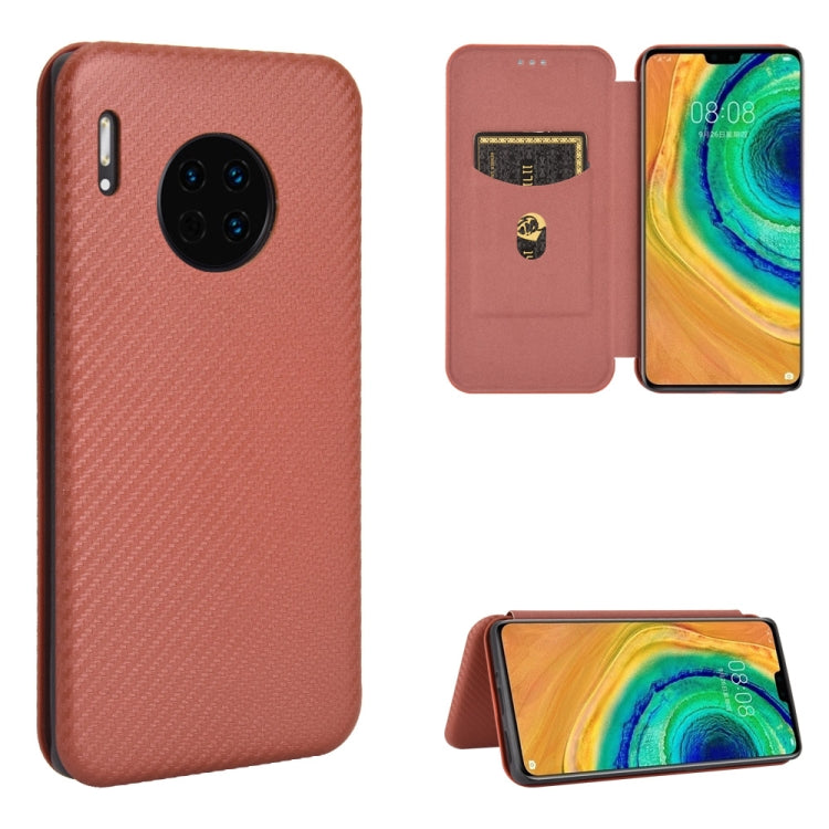 Struttura in fibra di carbonio Flip orizzontale magnetico Custodia in pelle TPU + PC + PU con slot per schede, For Huawei Mate 30 Pro, For Huawei Mate 30, For Huawei nova 6 SE / nova 7i, For Huawei P30