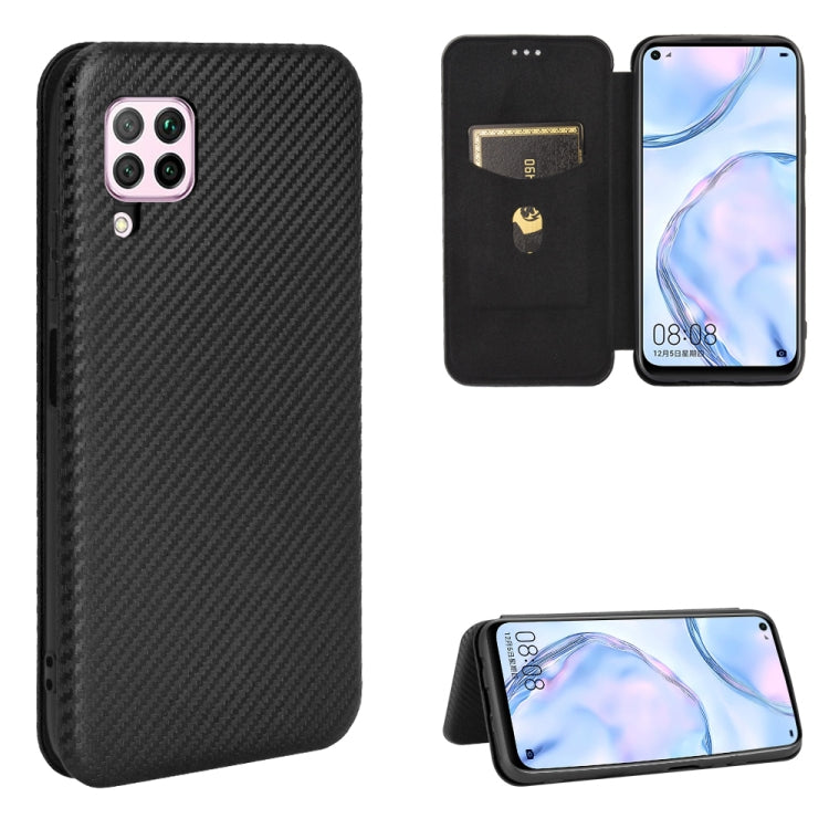 Struttura in fibra di carbonio Flip orizzontale magnetico Custodia in pelle TPU + PC + PU con slot per schede, For Huawei Mate 30 Pro, For Huawei Mate 30, For Huawei nova 6 SE / nova 7i, For Huawei P30