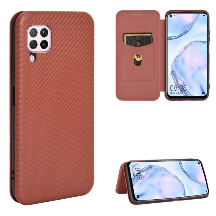 Struttura in fibra di carbonio Flip orizzontale magnetico Custodia in pelle TPU + PC + PU con slot per schede, For Huawei Mate 30 Pro, For Huawei Mate 30, For Huawei nova 6 SE / nova 7i, For Huawei P30