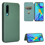 Struttura in fibra di carbonio Flip orizzontale magnetico Custodia in pelle TPU + PC + PU con slot per schede, For Huawei Mate 30 Pro, For Huawei Mate 30, For Huawei nova 6 SE / nova 7i, For Huawei P30