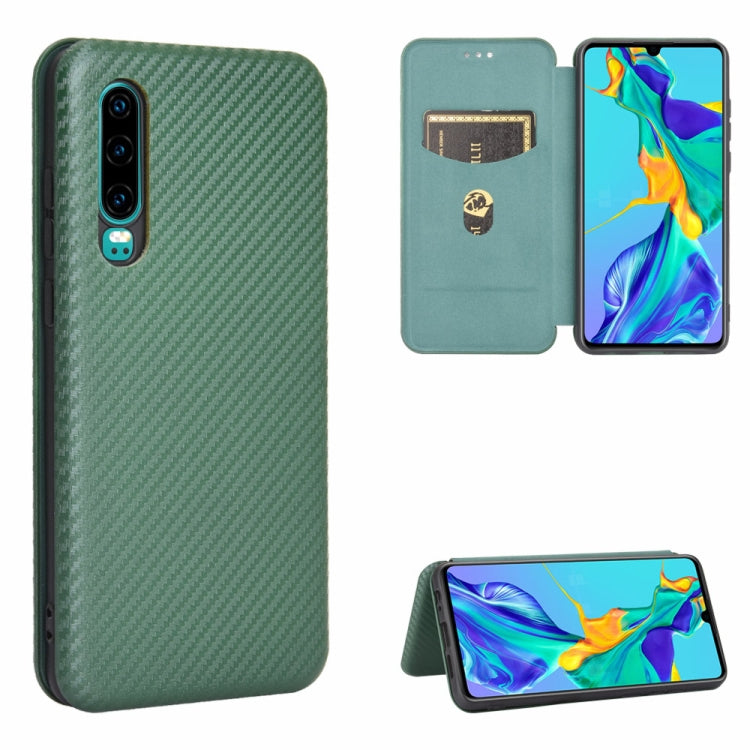 Struttura in fibra di carbonio Flip orizzontale magnetico Custodia in pelle TPU + PC + PU con slot per schede, For Huawei Mate 30 Pro, For Huawei Mate 30, For Huawei nova 6 SE / nova 7i, For Huawei P30