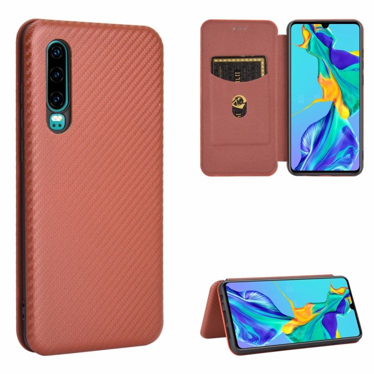Struttura in fibra di carbonio Flip orizzontale magnetico Custodia in pelle TPU + PC + PU con slot per schede, For Huawei Mate 30 Pro, For Huawei Mate 30, For Huawei nova 6 SE / nova 7i, For Huawei P30