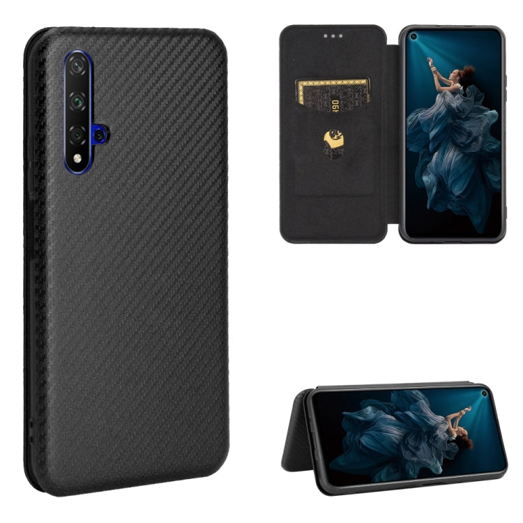Struttura in fibra di carbonio Flip orizzontale magnetico Custodia in pelle TPU + PC + PU con slot per schede, For Huawei Honor 10i / 20i, For Huawei Honor 20 / nova 5T, For Huawei nova 7 SE / P40 Lite 5G, For Huawei nova 6 4G