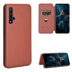 Struttura in fibra di carbonio Flip orizzontale magnetico Custodia in pelle TPU + PC + PU con slot per schede, For Huawei Honor 10i / 20i, For Huawei Honor 20 / nova 5T, For Huawei nova 7 SE / P40 Lite 5G, For Huawei nova 6 4G