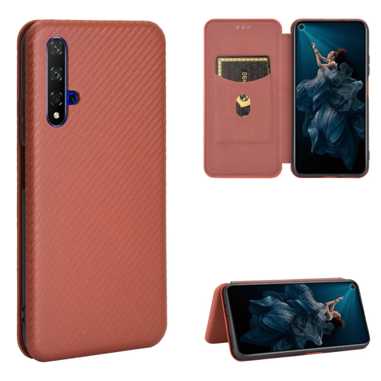 Struttura in fibra di carbonio Flip orizzontale magnetico Custodia in pelle TPU + PC + PU con slot per schede, For Huawei Honor 10i / 20i, For Huawei Honor 20 / nova 5T, For Huawei nova 7 SE / P40 Lite 5G, For Huawei nova 6 4G