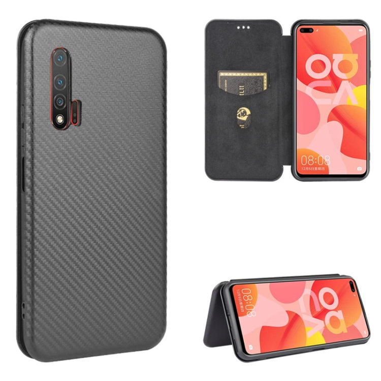 Struttura in fibra di carbonio Flip orizzontale magnetico Custodia in pelle TPU + PC + PU con slot per schede, For Huawei Honor 10i / 20i, For Huawei Honor 20 / nova 5T, For Huawei nova 7 SE / P40 Lite 5G, For Huawei nova 6 4G
